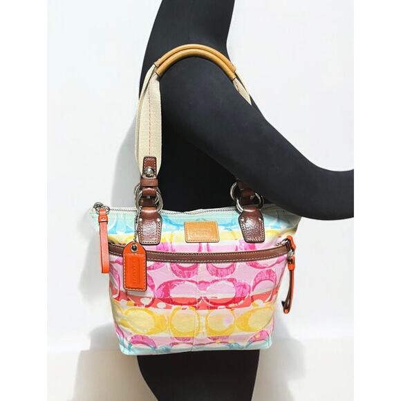 Y2K Coach 11755 Hamptons Weekend Signature Watercolor Small Tote & Wristlet - Picture 9 of 16